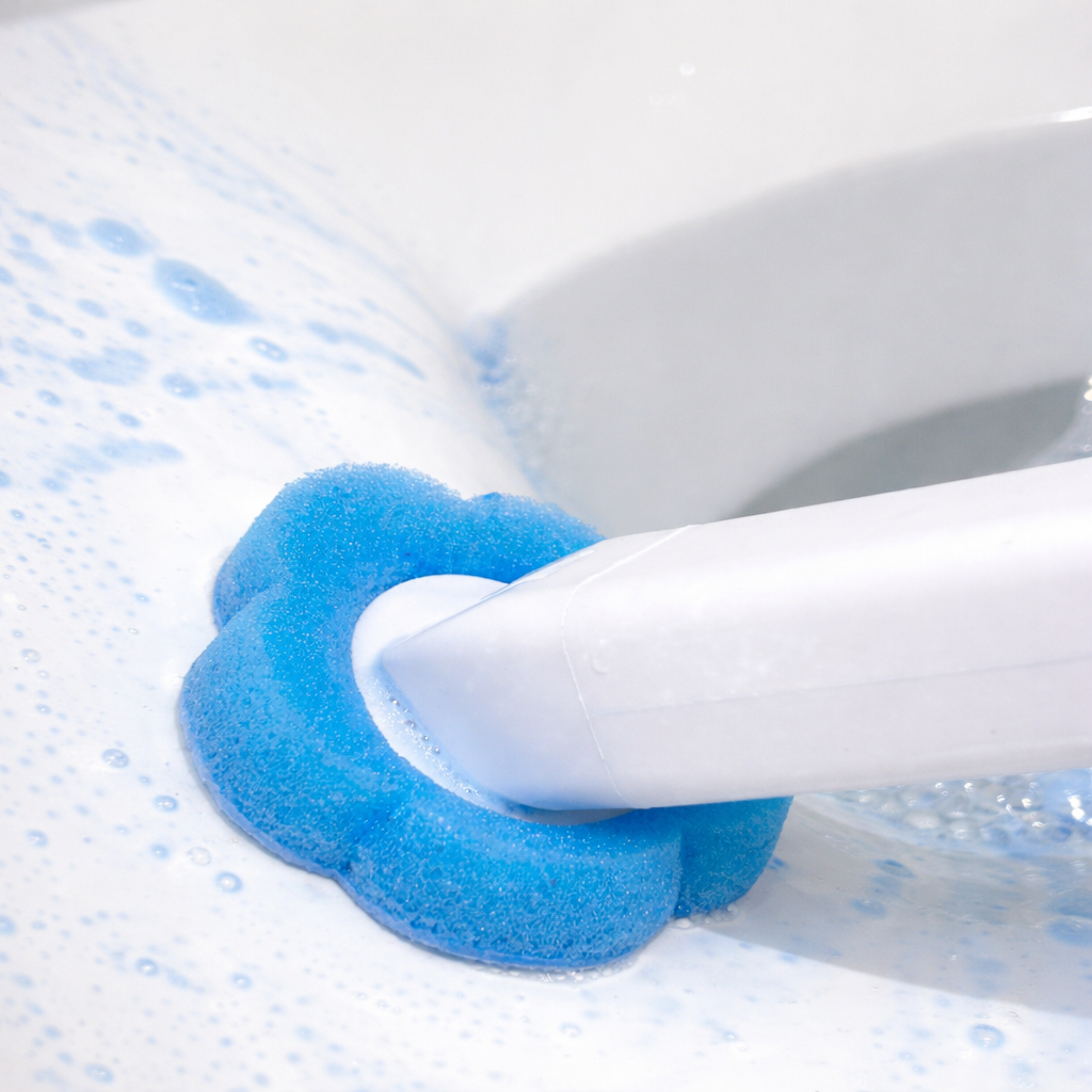 La brosse WC hygiénique sans contact avec têtes jetables