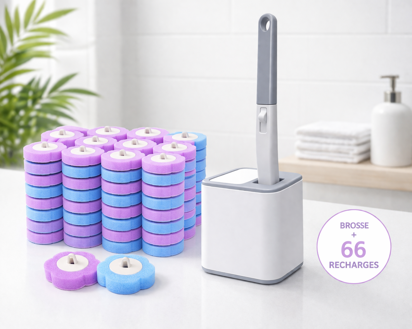 La brosse WC hygiénique sans contact avec têtes jetables